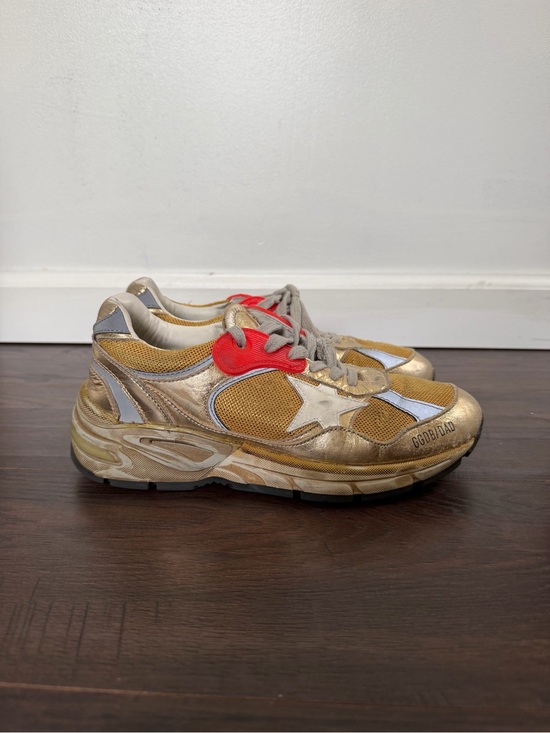 Golden Goose Shoes - Golden Goose Metallic Gold and Red Running Sneakers